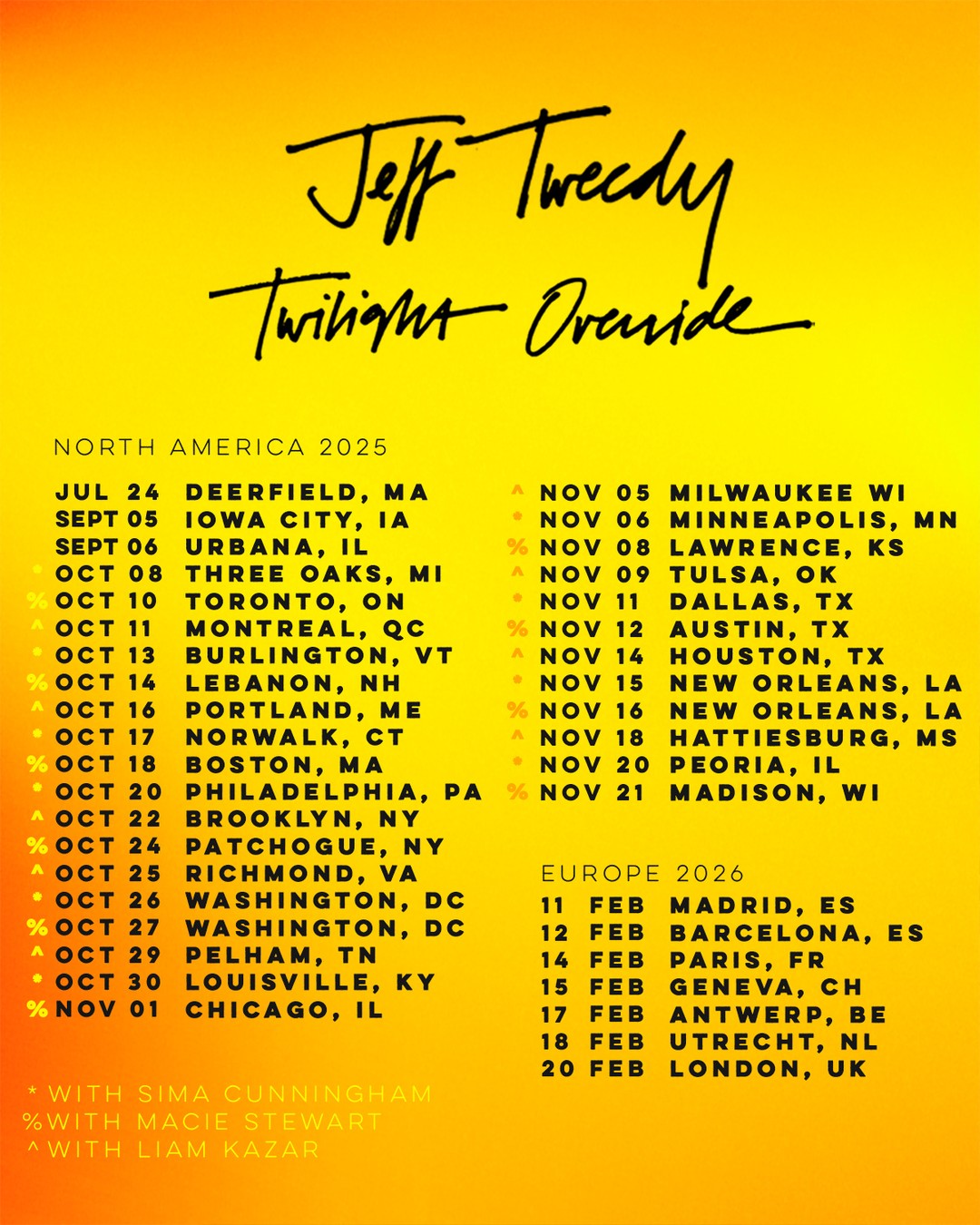 Liam Kazar Twilight Override & Pilot Light Headline Tour Poster 2026